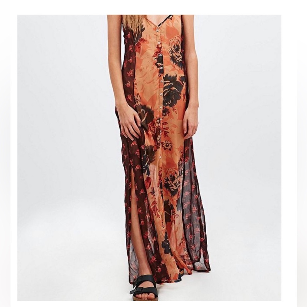 Staring at Stars Vibrant Floral Maxi Dress - Orange and Black